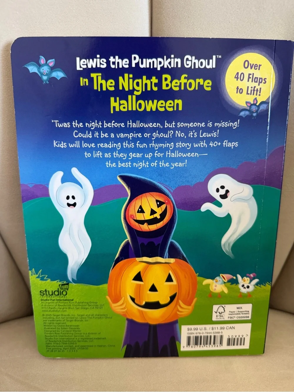 Lewis the Pumpkin Ghoul Kids Halloween Lift The Flap Book Hardcover Pumpkin